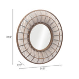 32" Brown Round Accent Mirror