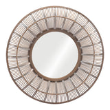 32" Brown Round Accent Mirror