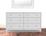 61" White Solid Wood Six Drawer Double Dresser