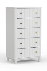 28" White Solid Wood Five Drawer Chest