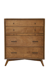 38" Brown Solid Wood Four Drawer Chest