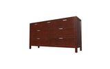 63" Brown Solid Wood Seven Drawer Double Dresser