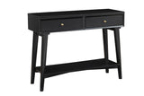 42" Black Floor Shelf Console Table With Shelves And Drawers