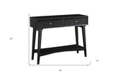 42" Black Floor Shelf Console Table With Shelves And Drawers