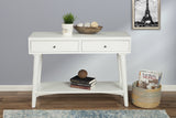 42" White Solid Wood Console Table With Shelves And Drawers