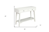 42" White Solid Wood Console Table With Shelves And Drawers