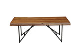 50" Brown And Black Solid Wood And Metal Coffee Table