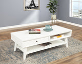 48" White Solid And Manufactured Wood Coffee Table With Drawer