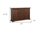 50" Chocolate Solid Wood Six Drawer Triple Dresser