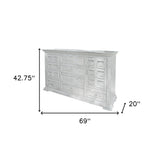 69" White Solid Wood Six Drawer Triple Dresser