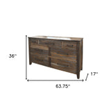 64" Natural Solid Wood Seven Drawer Double Dresser