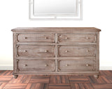 70" Natural Solid Wood Six Drawer Double Dresser