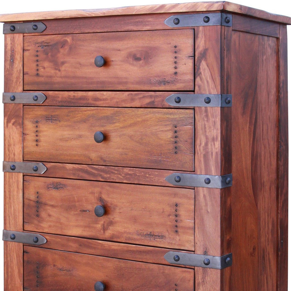 36" Natural Solid Wood Five Drawer Chest