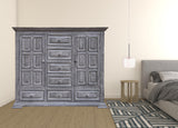 64" Gray Solid Wood Seven Drawer Gentlemans Chest