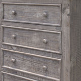 37" Gray Solid Wood Five Drawer Chest