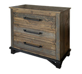 37" Brown and Gray Solid Wood Three Drawer Chest