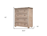 40" Natural Solid Wood Four Drawer Chest