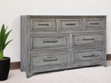 62" Brown Solid Wood Seven Drawer Double Dresser