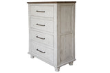 36" Brown and White Solid Wood Four Drawer Chest