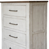 36" Brown and White Solid Wood Four Drawer Chest