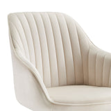 23" Off White Velvet And Gold Swivel Arm Chair