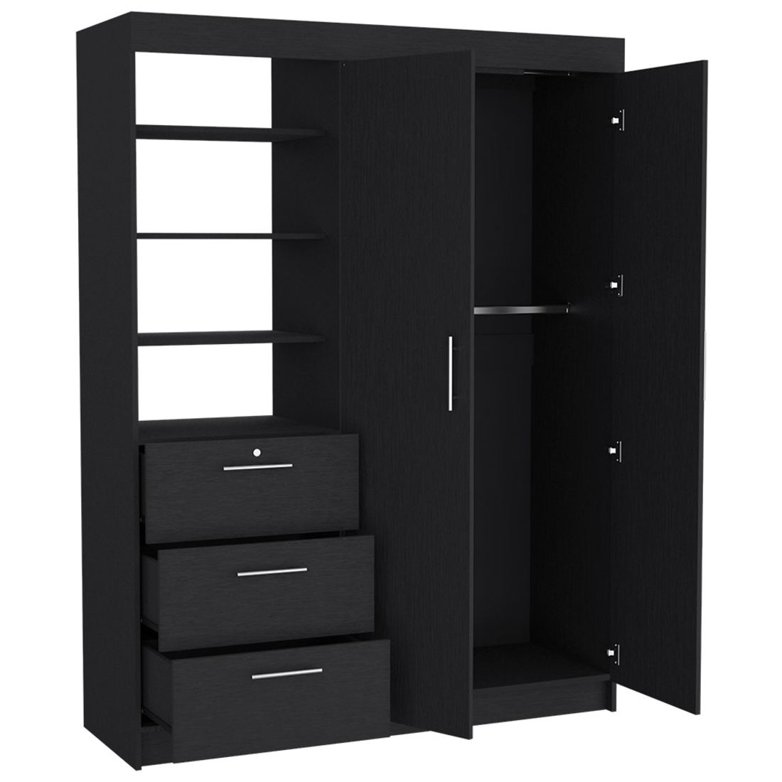 59" Black Three Drawer Dresser