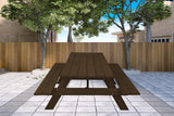 94" Dark Brown Solid Wood Outdoor Picnic Table