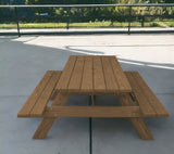 94" Wood Brown Solid Wood Outdoor Picnic Table with Umbrella Hole