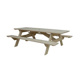 94" Beige Solid Wood Outdoor Picnic Table with Umbrella Hole