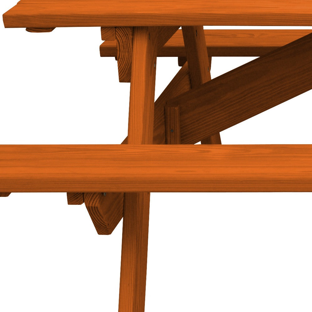 94" Redwood Solid Wood Outdoor Picnic Table