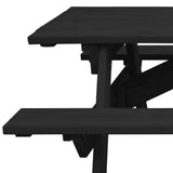 94" Charcoal Solid Wood Outdoor Picnic Table with Umbrella Hole