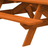 94" Redwood Solid Wood Outdoor Picnic Table with Umbrella Hole