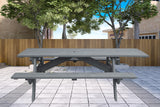 Gray Solid Wood Outdoor Picnic Table Umbrella Hole