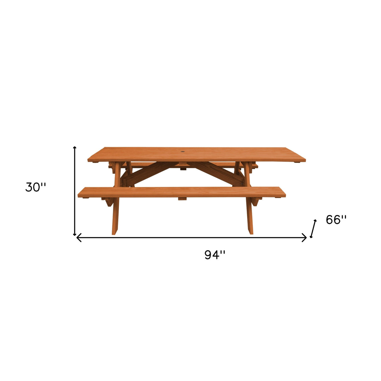 Cedar Chest Solid Wood Outdoor Picnic Table Umbrella Hole