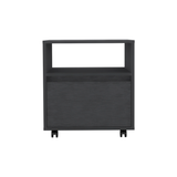 20" Black One Drawer Faux Wood Nightstand