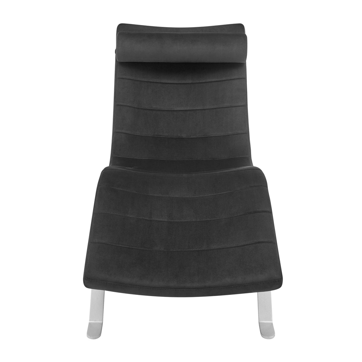 66" Black and Silver Velvet Lounge Chair