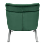 66" Green and Silver Velvet Lounge Chair