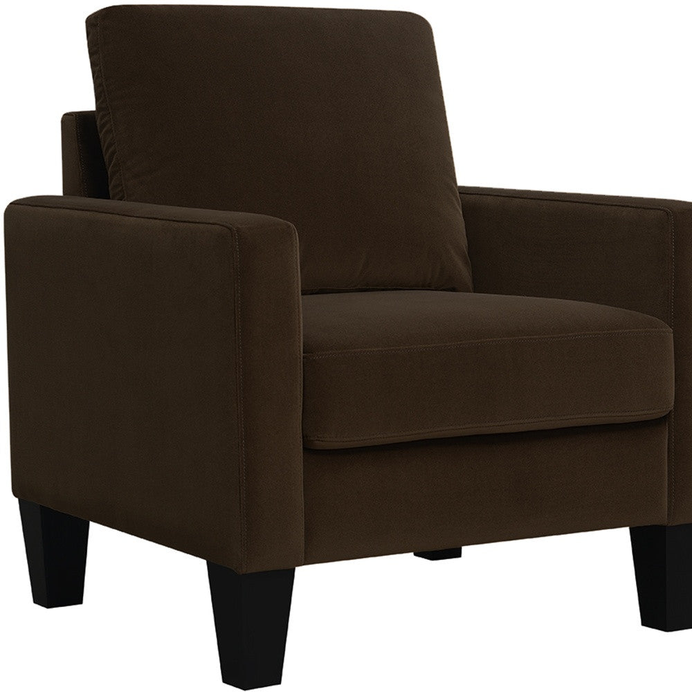 32" Brown And Black Upholstered Arm Chair