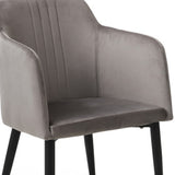 Set of Two 23" Gray And Black Velvet Arm Chair