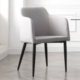 Set of Two 23" Light Gray And Black Upholstered Arm Chair