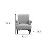 30" Light Gray And Brown Upholstered Arm Chair