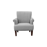 30" Light Gray And Brown Upholstered Arm Chair