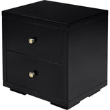 19" Black Two Drawer Nightstand