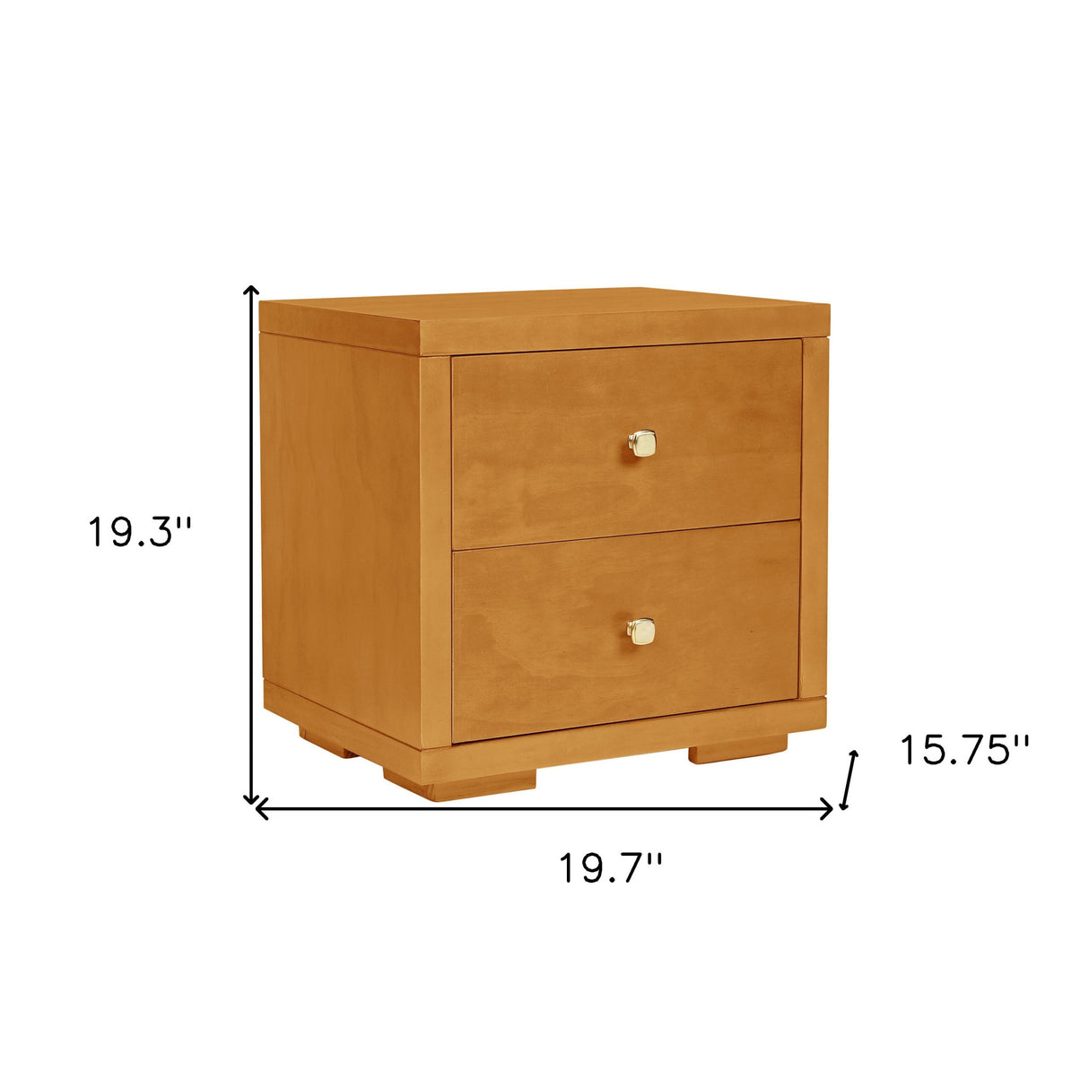 19" Walnut Two Drawer Nightstand