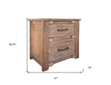 27" Brown Two Drawer Nightstand
