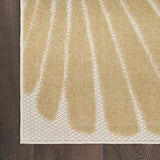 4' X 6' Ivory Orange and Blue Indoor Outdoor Area Rug