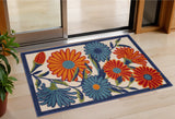 3' X 4' Ivory Orange and Blue Floral Indoor Outdoor Area Rug