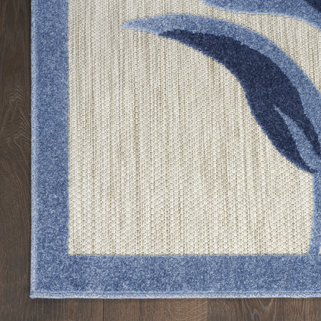 3' X 4' Blue and Gray Floral Indoor Outdoor Area Rug