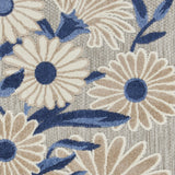 3' X 4' Blue and Gray Floral Indoor Outdoor Area Rug