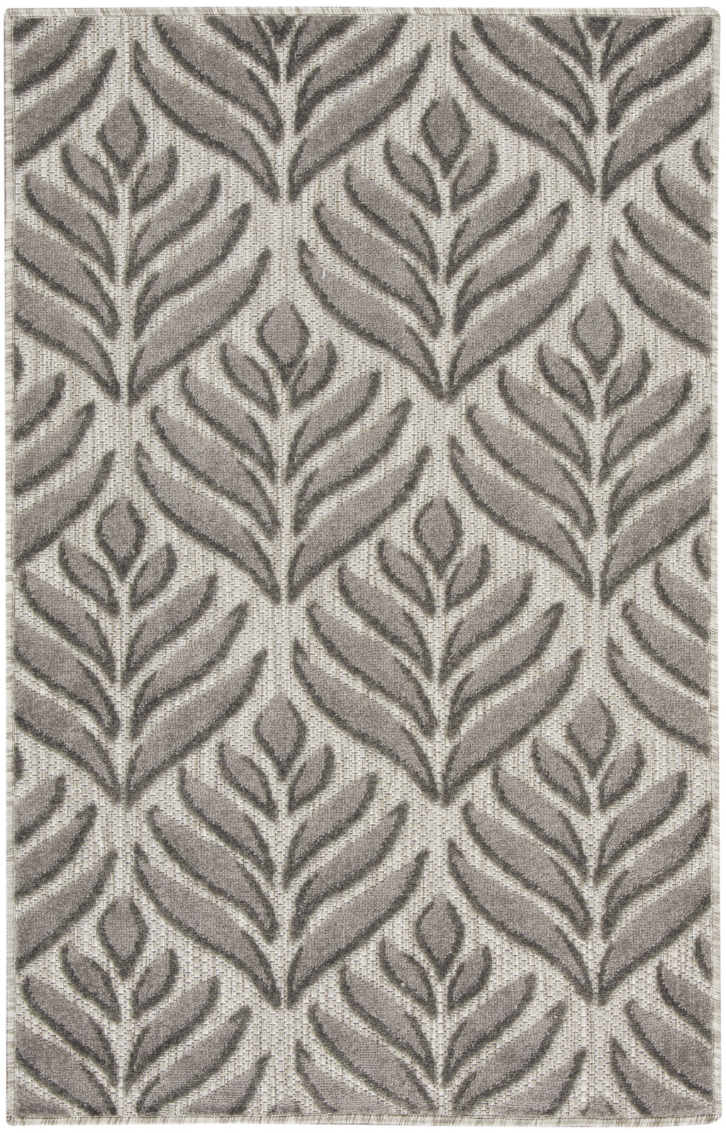 3' X 4' Charcoal Floral Indoor Outdoor Area Rug